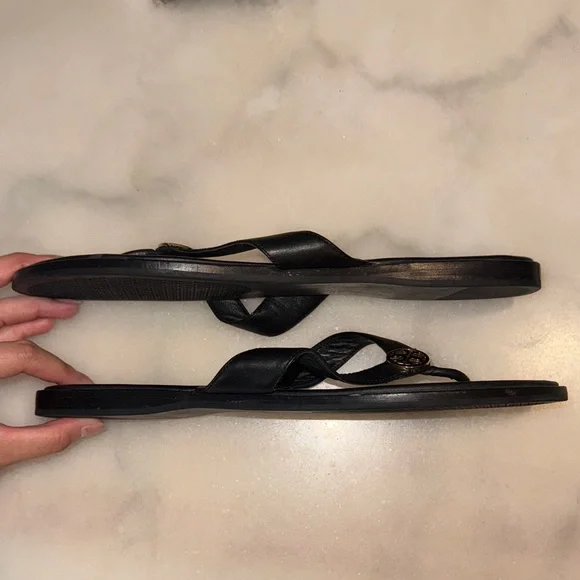 Tory Burch Black and Gold Sandals - Picture 9 of 16